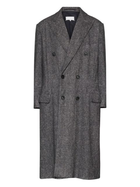 herringbone double-breasted coat