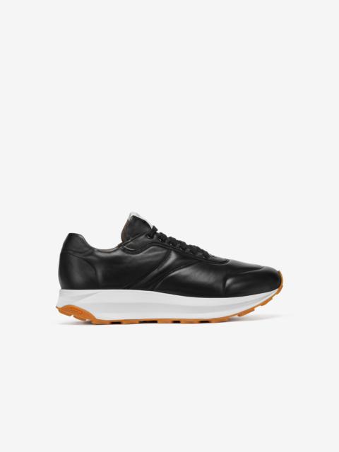 Black nappa leather running shoe