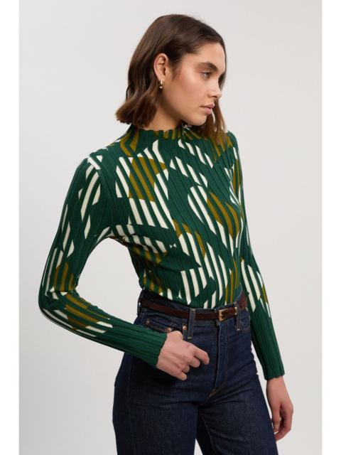 Geo Jacquard Knit Long Sleeve Top