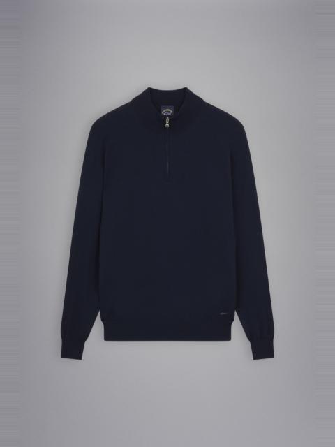 WINTER SUMMER MERINO WOOL EXTRA-FINE HALF ZIP SWEATER