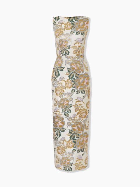Floral Jacquard Column Gown