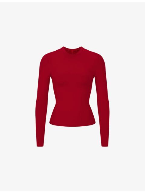 Slim-Fit Long-Sleeves Stretch-Cotton T-Shirt