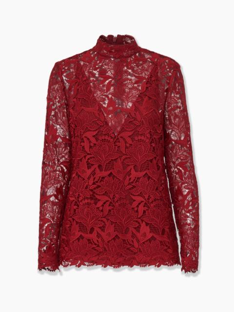 Tulip-Embroidered Lace Top