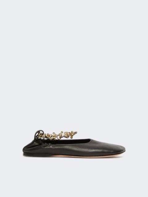 Nappa leather ballerinas with ankle band - black
