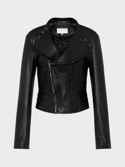 Folded Collar Leather Jacket