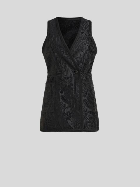REVERSIBLE CHENILLE JACQUARD WAISTCOAT WITH FLORAL PAISLEY MOTIF