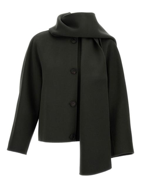 button-fastening scarf-neck jacket