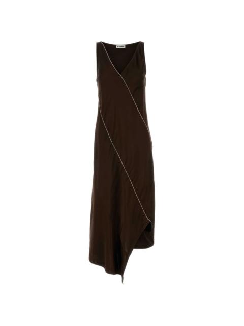 brown asymmetric hem dress