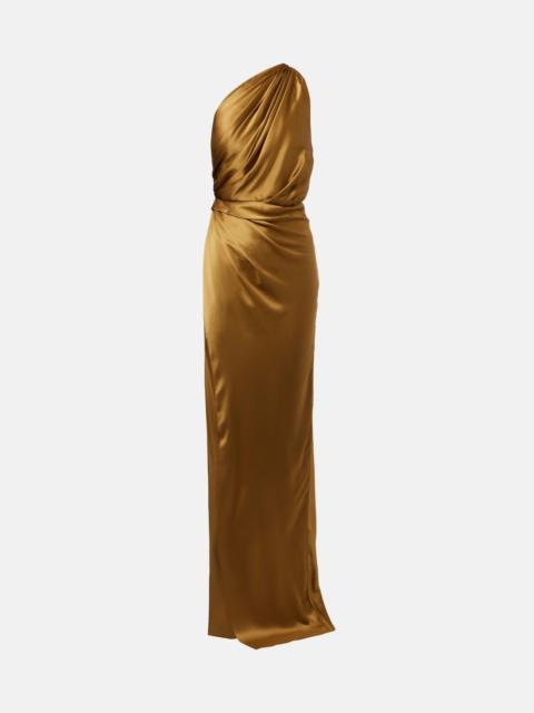 Draped silk satin gown