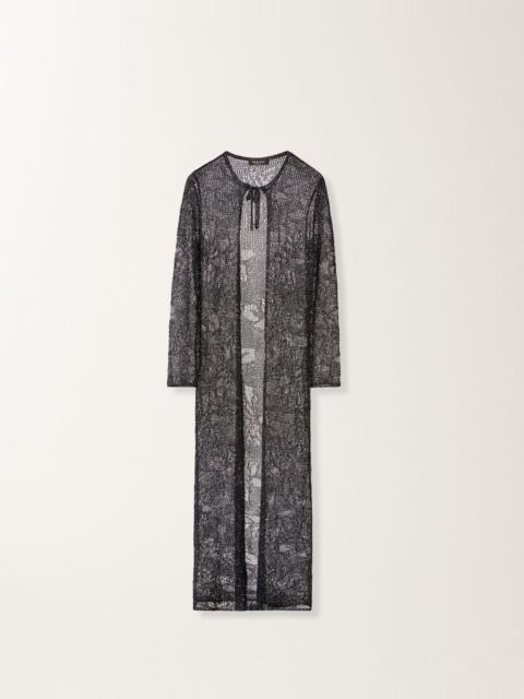 Long cardigan in midnight blue micro sequins