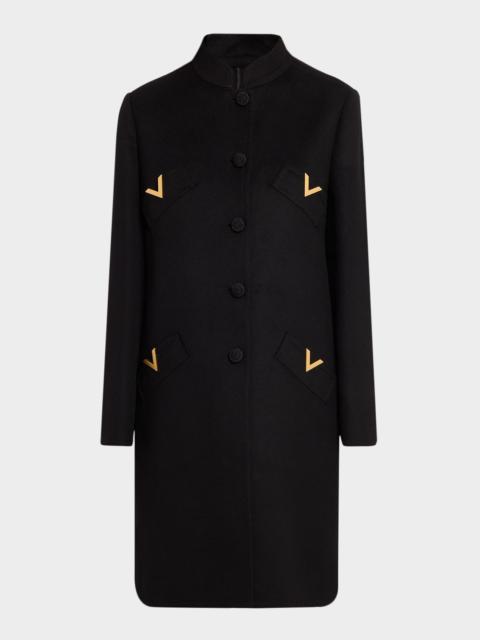 VLogo Single-Breasted Wool-Cashmere Coat
