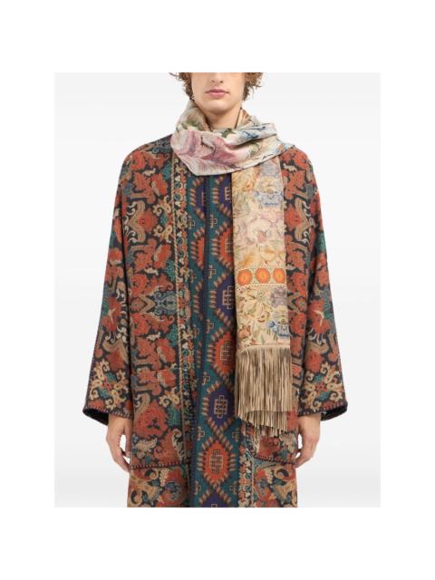 floral-tapestry fringe scarf