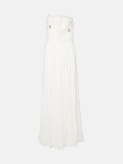 Adamaris embellished floral strapless gown