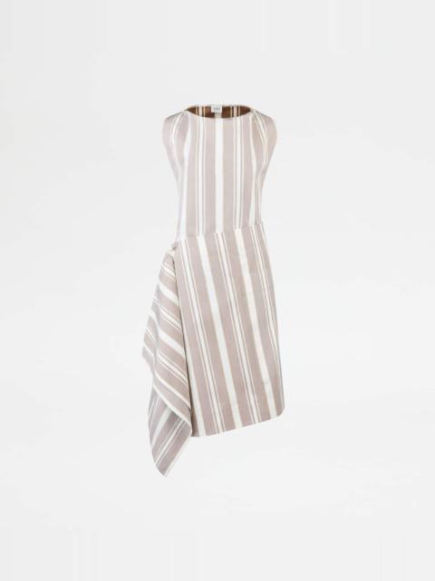 DRESS IN COTTON - BROWN, WHITE, YELLOW