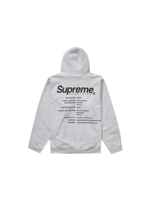 Supreme Worldwide Hooded Sweatshirt Ash Grey