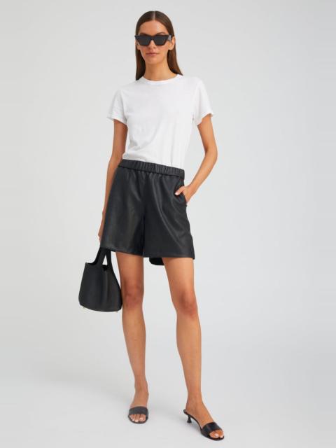 BLACK LEATHER CULOTTE SHORTS