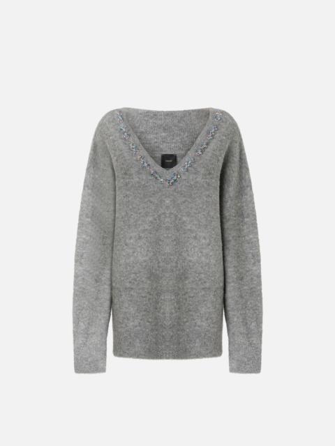 COMFORT WOOL SWEATER WITH EMBROIDERY ON THE NECKLINE