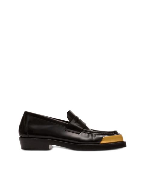 square-toe leather loafers