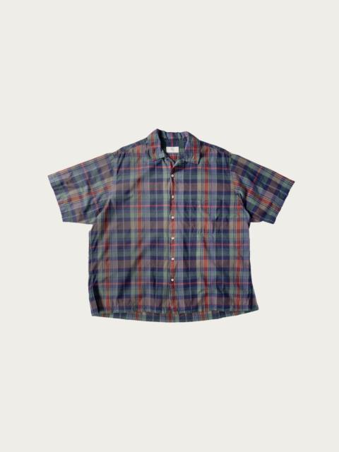 Lawncheck Open Collar Shirt - Blue Check