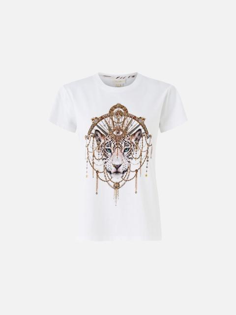 SLIM FIT ROUND NECK T-SHIRT - WHITE/GOLD