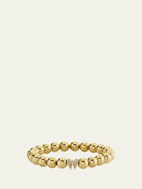 14K Gold Bead Diamond Bow Stretch Bracelet