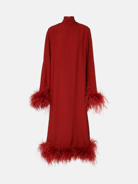 Gina feather-trimmed midi dress