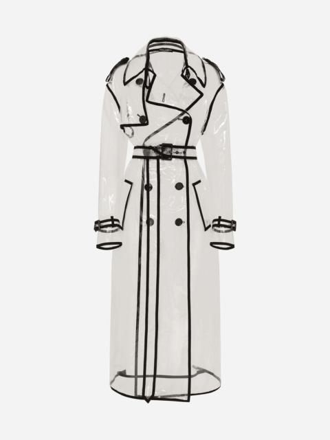 PVC trench coat with contrasting piping