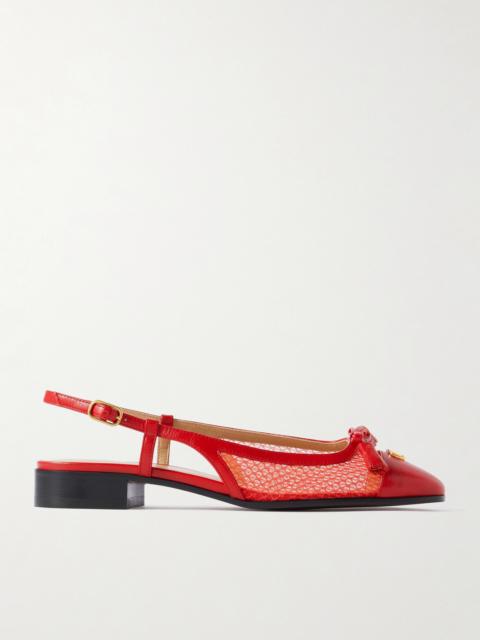 Valet Du Roi Tasseled Leather And Mesh Slingback Ballet Flats