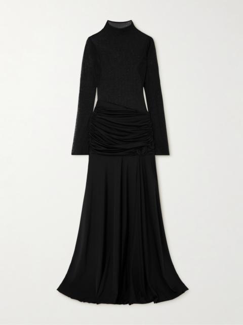 Mageia Draped Tulle And Stretch Satin-jersey Maxi Dress