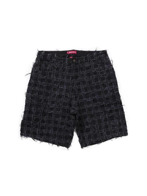 Supreme Frayed Patchwork Baggy Denim Short Washed Black
