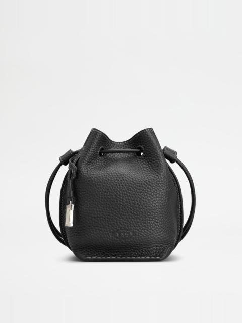 BUCKET BAG IN LEATHER MICRO - BLACK