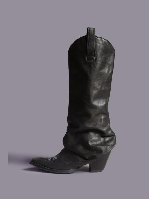 MID COWBOY BOOTS WITH SLEEVE - BLACK LEATHER | R13