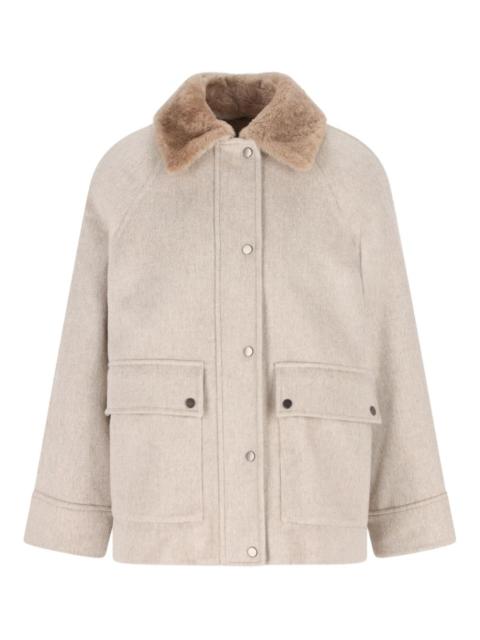 raglan-sleeve wool jacket