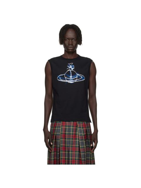 Black Drawn Orb Muscle Tank Top