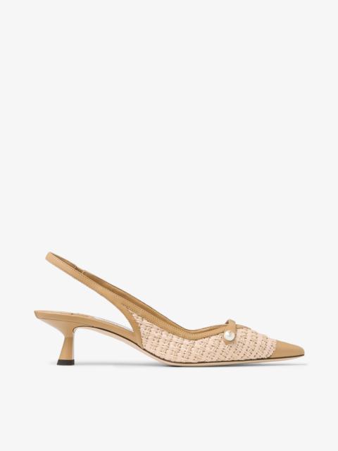 Amita 45
Cappuccino Leather and Raffia Slingback Pumps