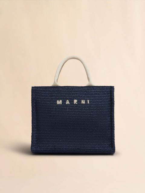 BLUE RAFFIA-EFFECT SMALL TOTE BAG