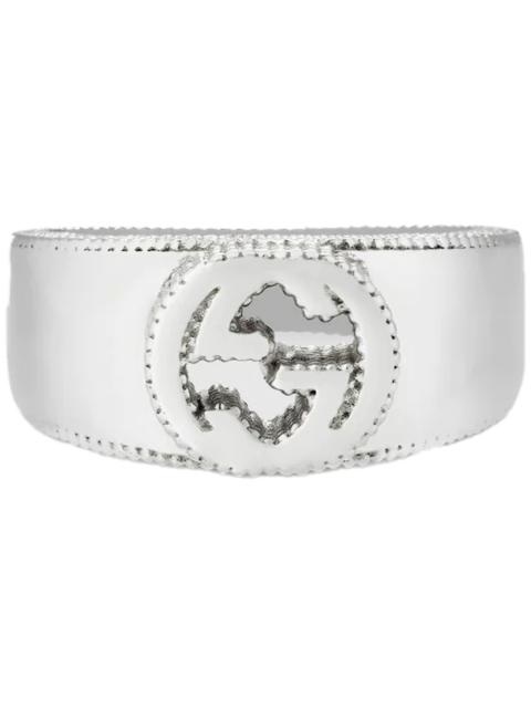 Gucci Interlocking G Ring Textured Outline Silver