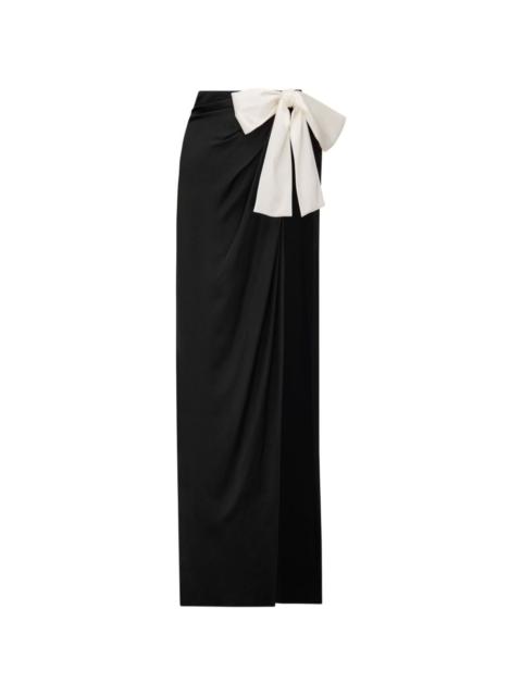 bow-detail draped maxi skirt