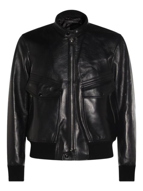 zip-front leather jacket