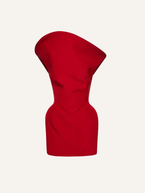 Sculpted cotton mini dress in red