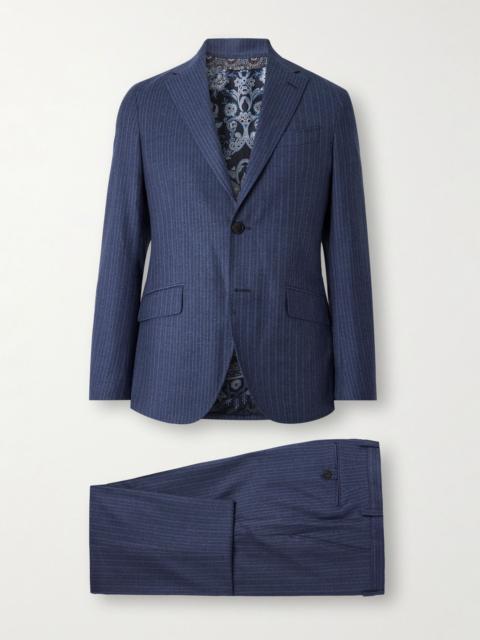 Roma Pinstriped Wool Suit Blue