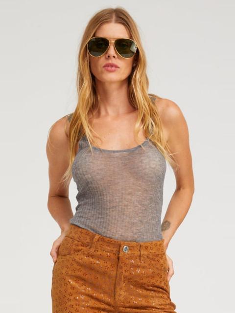 GREY TISSUE CASHMERE SCOOP NECK TANK