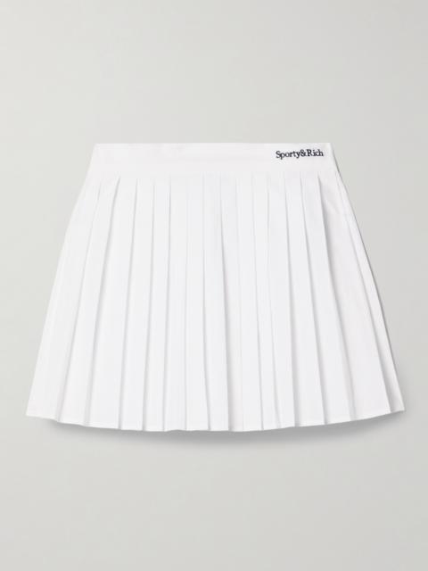 Anae Embroidered Pleated Cotton-poplin Mini Skirt