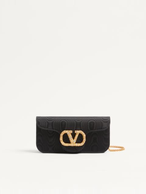 VALENTINO GARAVANI LOCÒ MOIRÉ FABRIC CLUTCH WITH JEWEL LOGO