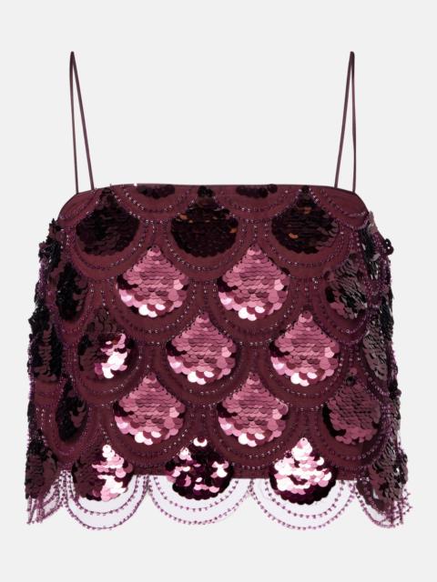 Embellished mesh crop top