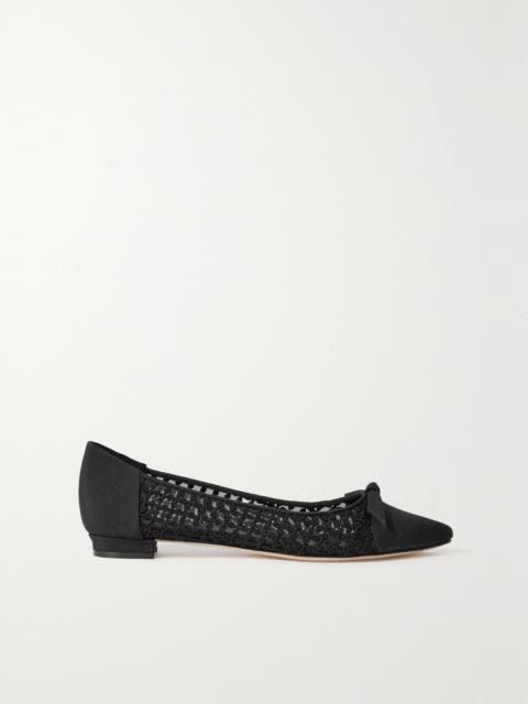 Tiakala Lace-trimmed Mesh And Crepe De Chine Ballet Flats
