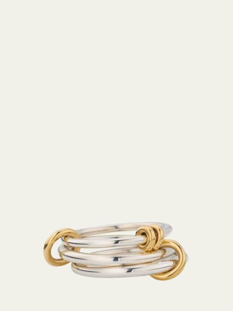 Raneth SG Three Link Ring in Sterling Silver with 18K Yellow Gold Accents