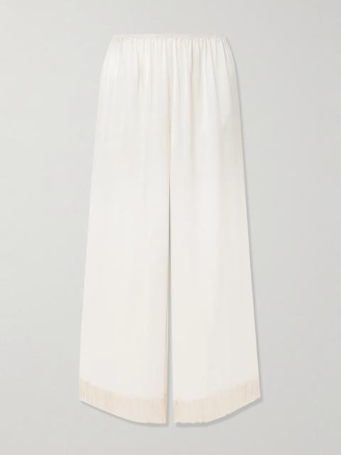 Lavon Fringed Silk Wide-leg Pants