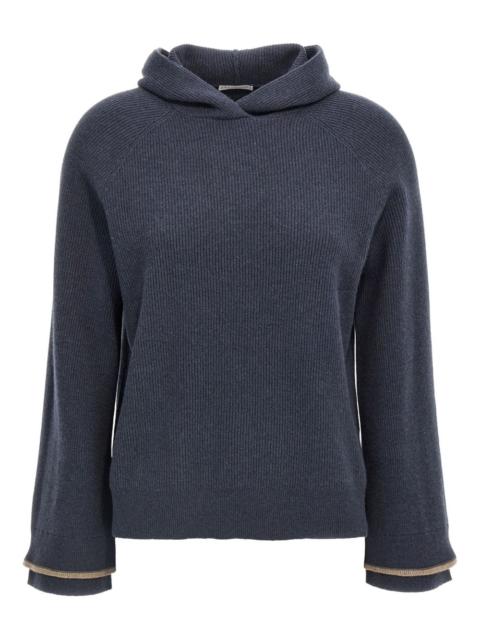 ribbed hooded sweater