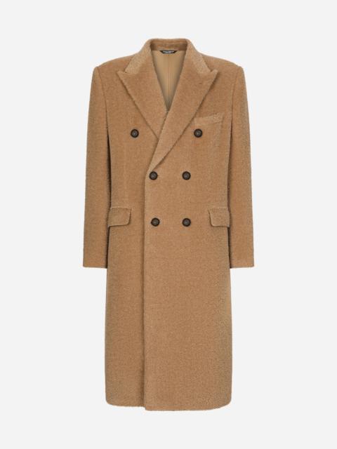 Double-breasted baby llama wool coat